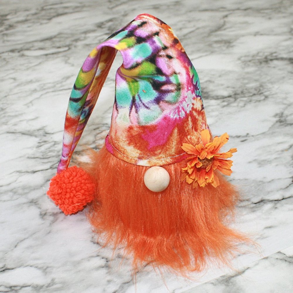 HAND CRAFTED Gnome Orange Tie Dye Boho Hippie Air Freshener Cover Home Decor